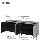 TREND TR-04 - Komoda 4-drzwiowa Z Oświetleniem Szara/Czarna
