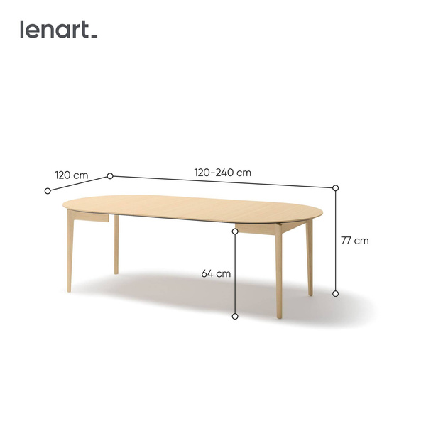 PLOT PT-04 - Stół Rozkładany 120-240 cm Dąb Jasny