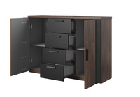 Sigma Komoda 2D4S Dąb Flagstaff / Czarny Mat