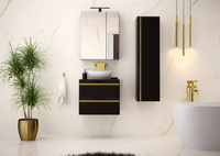 VESPER-02 - Szafka z Umywalką i Blatem 2S 60cm Czarny Mat Zestaw-2