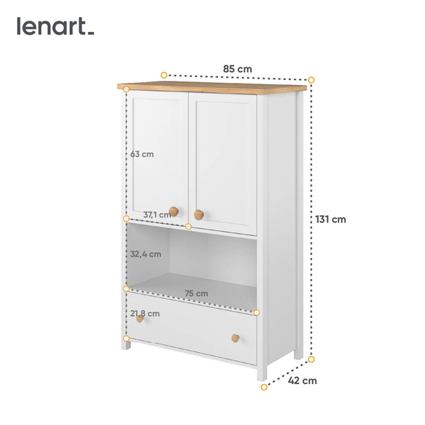 STORY SO-11 - Komoda 2D1S Biała/Dąb Nash