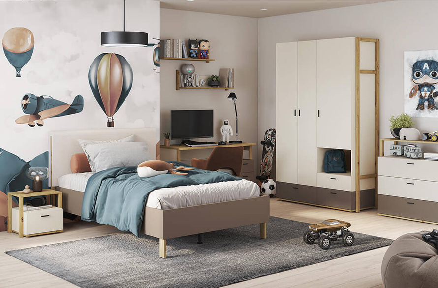 LENNY LY-01 - Szafa 3D3S Dąb Artisan/Beż/Truflowa