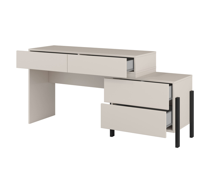 Jukon S - Toaletka Biurko 4S Kaszmir Czarne Metalowe Nogi