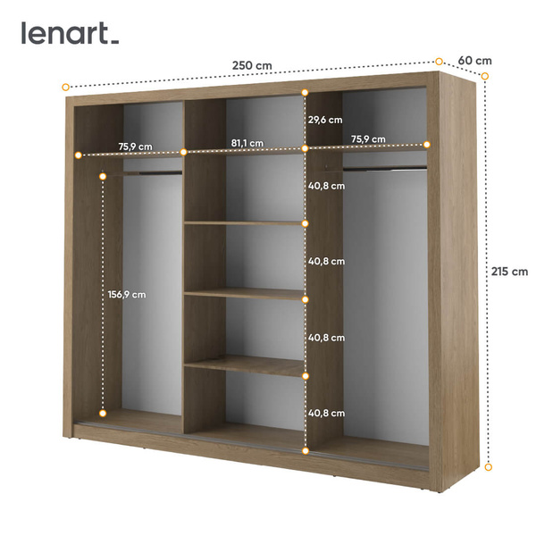 ARTI AR-02 - Szafa Przesuwna 3-drzwiowa Dąb Shetland
