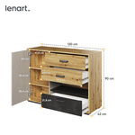 QUBIC QB-07 - Komoda 1D3S Dąb Artisan/Stal/Silk Flou