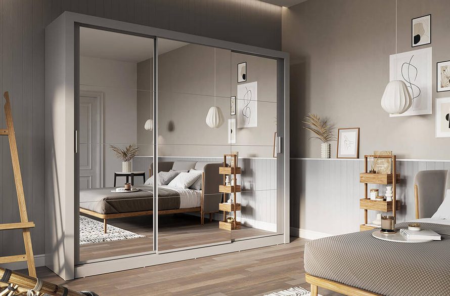 IDEA ID-01-3L - Szafa Przesuwna 3-drzwiowa 3 Lustra Dąb Shetland