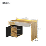 QUBIC QB-08 - Biurko Z Oświetleniem Dąb Artisan/Stal/Silk Flou