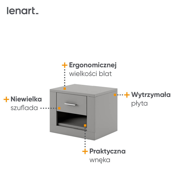 IDEA ID-07 - Stolik Nocny Szary