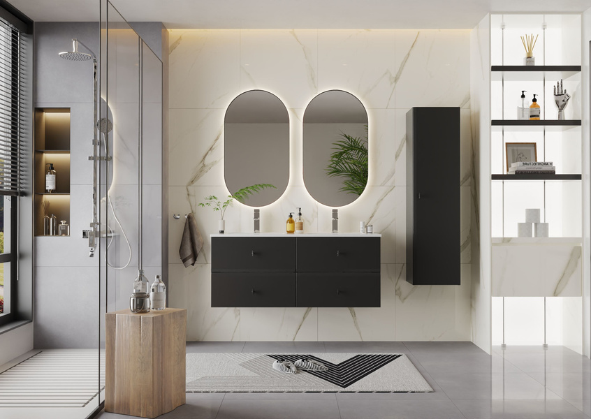 RAY-03 - Słupek Wysoki 1-drzwiowy Czarny Mat