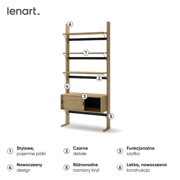 OLLIE OL-01 - Regał 2D Dąb Olejowany