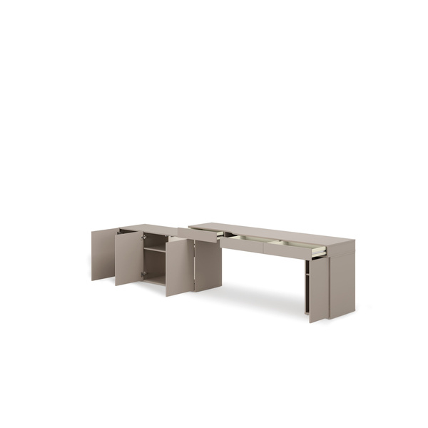 WOOW SET-WOS6P - Zestaw Komoda i Biurko Prawe/Kontenerek Szampański/Dąb Vincenza Bielona/Clay Grey