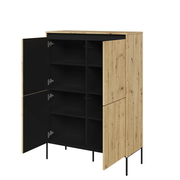 TREND TR-03 - Szafka 4-drzwiowa Z Oświetleniem Dąb Artisan/Czarny