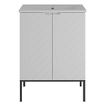 ASPEN-09 - Szafka z Umywalką 2D 60cm Biały Mat Zestaw-3 Czarny Stelaż