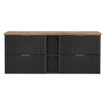 Zestaw 140 cm ADEL BLACK z Podwójną Szafką oraz Regałem Dolnym i Blatem