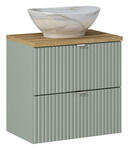 Szafka z blatem oak i umywalką Pati 60 cm Line Reed Green z szufladami