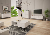 ASPEN-01 - Komoda RTV 3-drzwiowa Biały Mat Czarny Stelaż