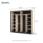 ENNA EN-01 - Szafa 2-drzwiowa z Oświetleniem LED Beżowy Mat Czarny Mat