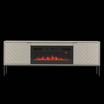 ASPEN-02 - Komoda RTV 2D z Kominkiem Elektrycznym Kaszmir Czarny Stelaż