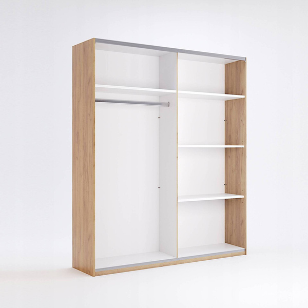 Quadro KV-14-OF - Szafa 4-drzwiowa z Lustrem Dąb Frigate 200x180 cm