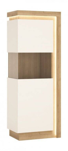 Lyon LYOV01L - Witryna Lewostronna 1-drzwiowa Dąb Riviera Jasna/Biała