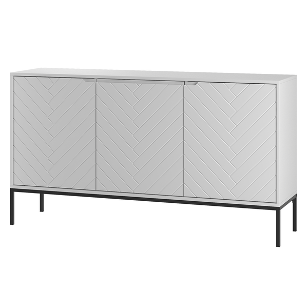 ASPEN-03 - Komoda 3-drzwiowa Biały Mat Czarny Stelaż