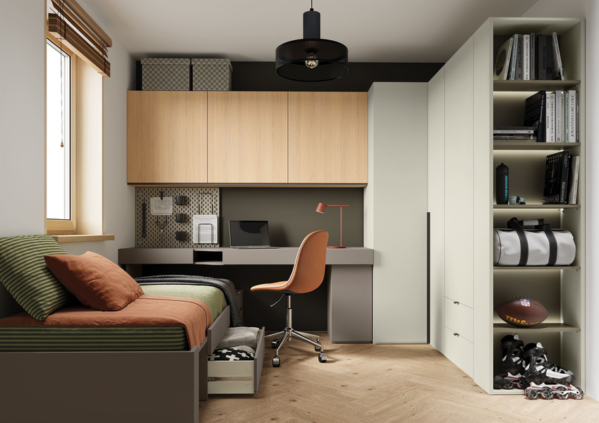 WOOW WO-11P - Biurko Prawe 3 Szuflady Szampański/Clay Grey