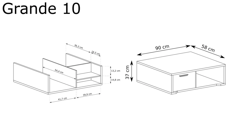 GRANDE-10 - Ława Stolik Kawowy Dąb Cremona
