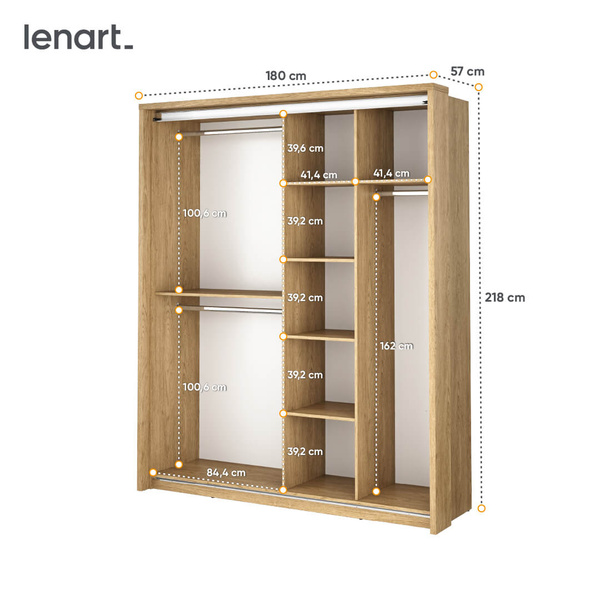 ARTI AR-17 - Szafa Przesuwna 2-drzwiowa Z Lustrami Dąb Shetland