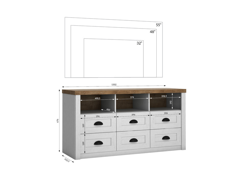 Prowansja Andersen K6S - Komoda 6 Szuflad Sosna Andersen