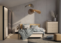 ENNA EN-03 - Komoda 4S z Oświetleniem LED Beżowy Mat Czarny Mat