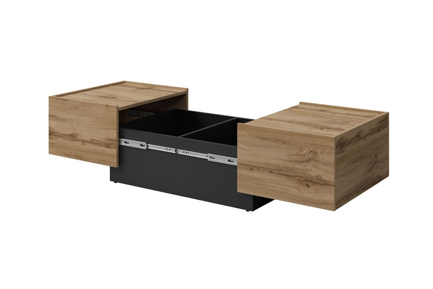 Eko - Stolik Kawowy Rozsuwany Dąb Wotan Czarny Onyx