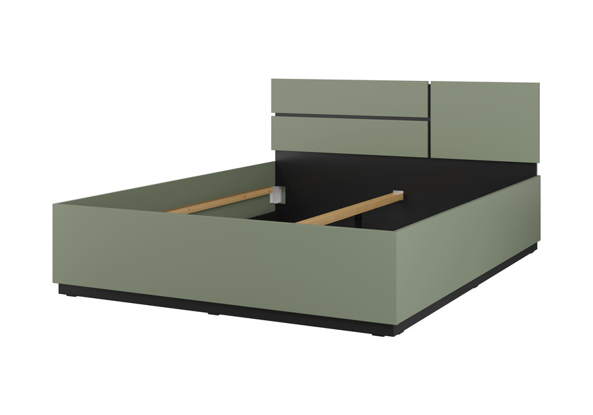 Cross S - Łóżko 160 cm Zgaszona Zieleń Czarny