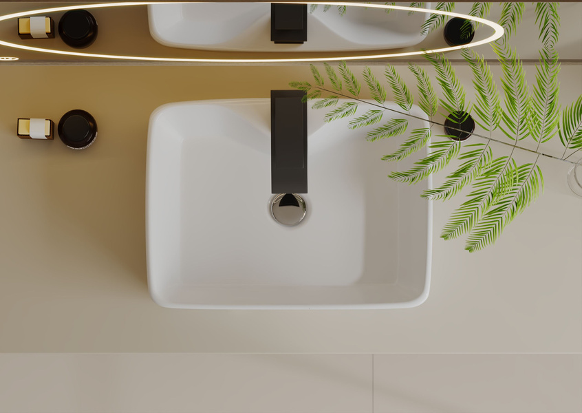 Umywalka Ceramiczna Nablatowa Lars 48 cm Biały Połysk