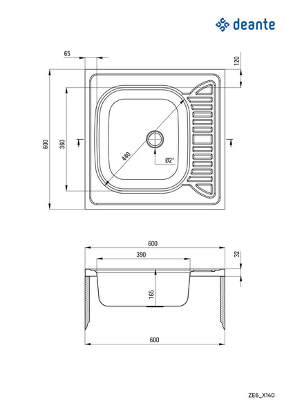 Zlewozmywak stalowy 1-komorowy z ociekaczem - nakładany Tango