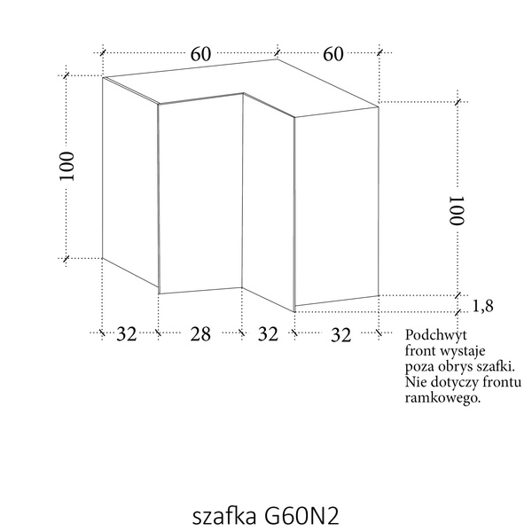 Szafka Kuchenna Górna 2D Narożna Sorento G60N2 Biały Green