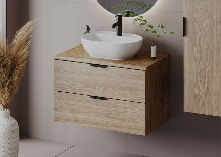 PILE-01 Szafka Pod Umywalkę 2S 80 cm Dąb Olejowany