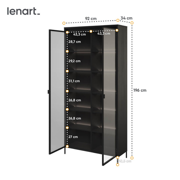 TREND TR-07 - Witryna 2-drzwiowa Z Oświetleniem Czarna