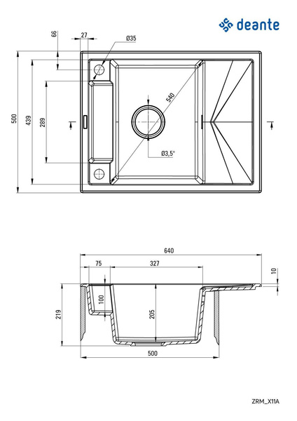 Zlewozmywak granitowy magnetyczny 1-komorowy z ociekaczem Magnetic