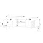 ASPEN-01 - Komoda RTV 3-drzwiowa Czarny Mat Czarny Stelaż