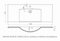 Oristo Umywalka meblowa 120 cm pojedyncza AMELIA