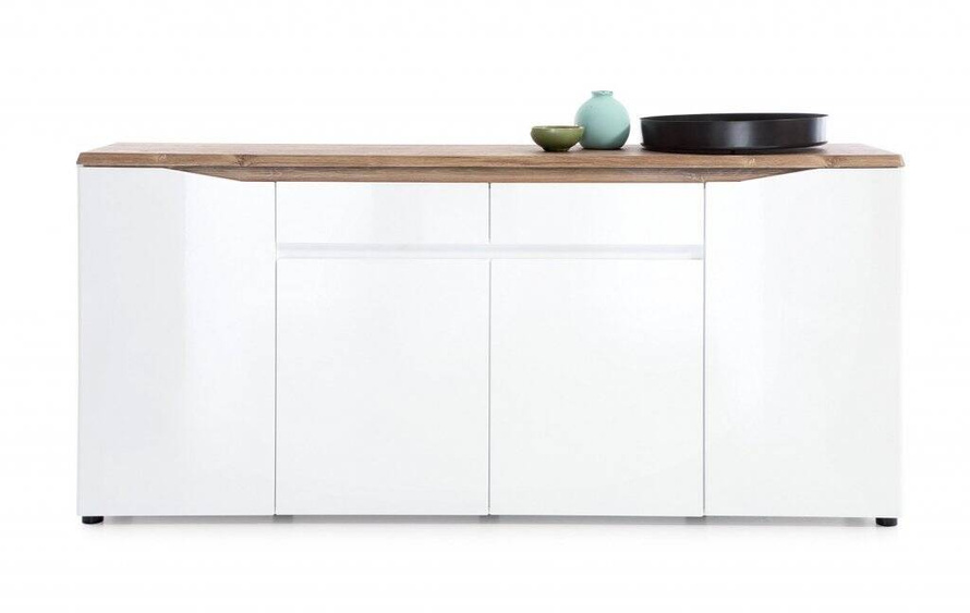 Toledo TOLK04 - Komoda 4D2S Biała/Stirling Oak