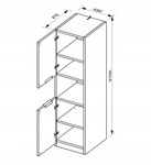 Asti AS-102-WB - Regał 2-drzwiowy Dąb Craft Biały Połysk