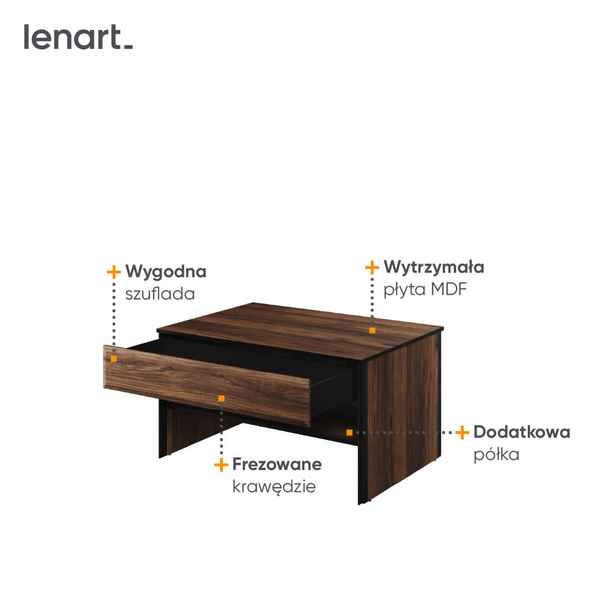 BORGA BG-08 - Stolik 1S Dąb Catania/Czarny