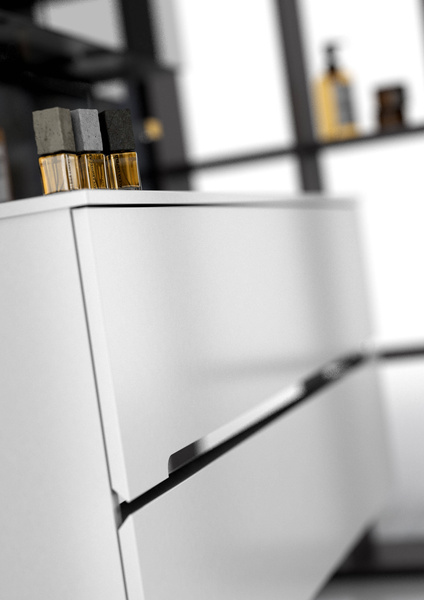 Oristo Szafka Pod Umywalkę Silver 120 cm Biały Połysk Listwa Czarny Mat