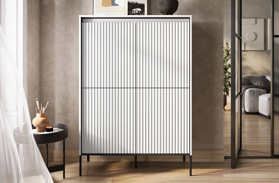 TREND TR-03 - Szafka 4-drzwiowa Z Oświetleniem Dąb Artisan/Czarny