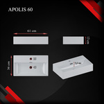 Umywalka Ceramiczna Nablatowa Apolis 60 cm Biały Połysk