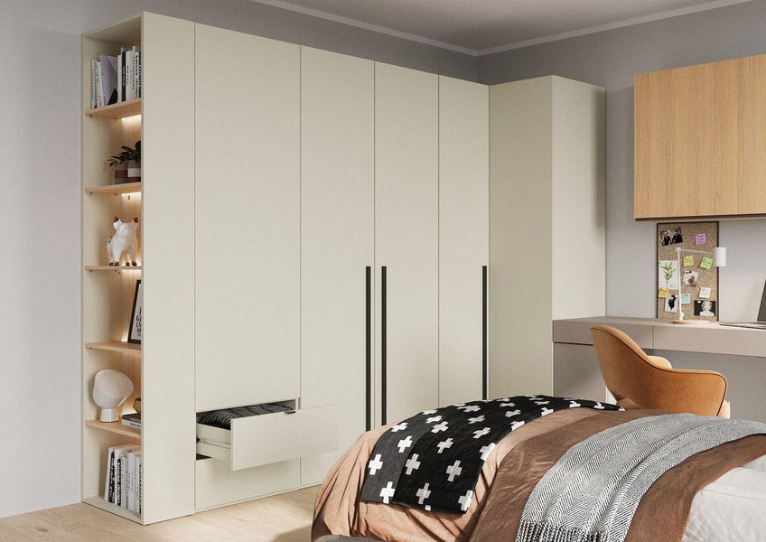 WOOW WO-05 - Regał Wąski Szampański/Eukaliptus