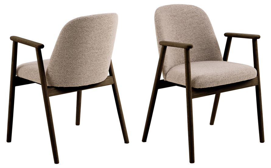 Actona Krzesło do Jadalni z Podłokietnikiem Leo Beżowy Dąb Dymiony