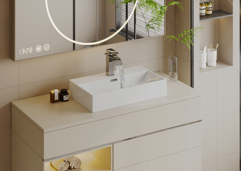 Umywalka Ceramiczna Nablatowa Apolis 60 cm Biały Połysk