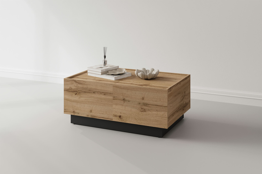 Eko - Stolik Kawowy Rozsuwany Dąb Wotan Czarny Onyx